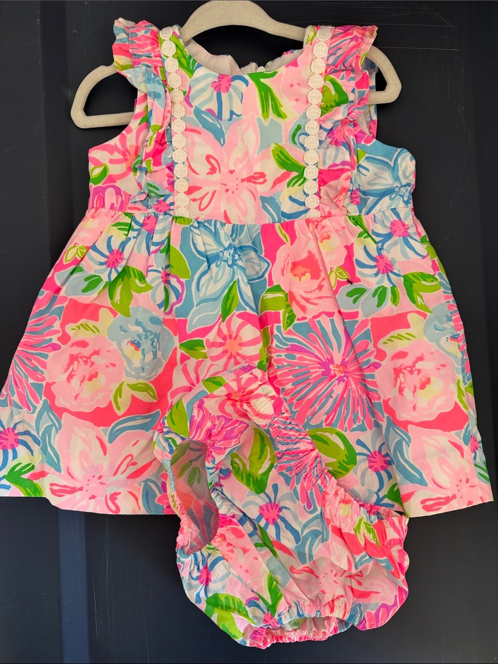 Lilly Pulitzer Pink Multi Floral Ruffle Dress with Bloomers
